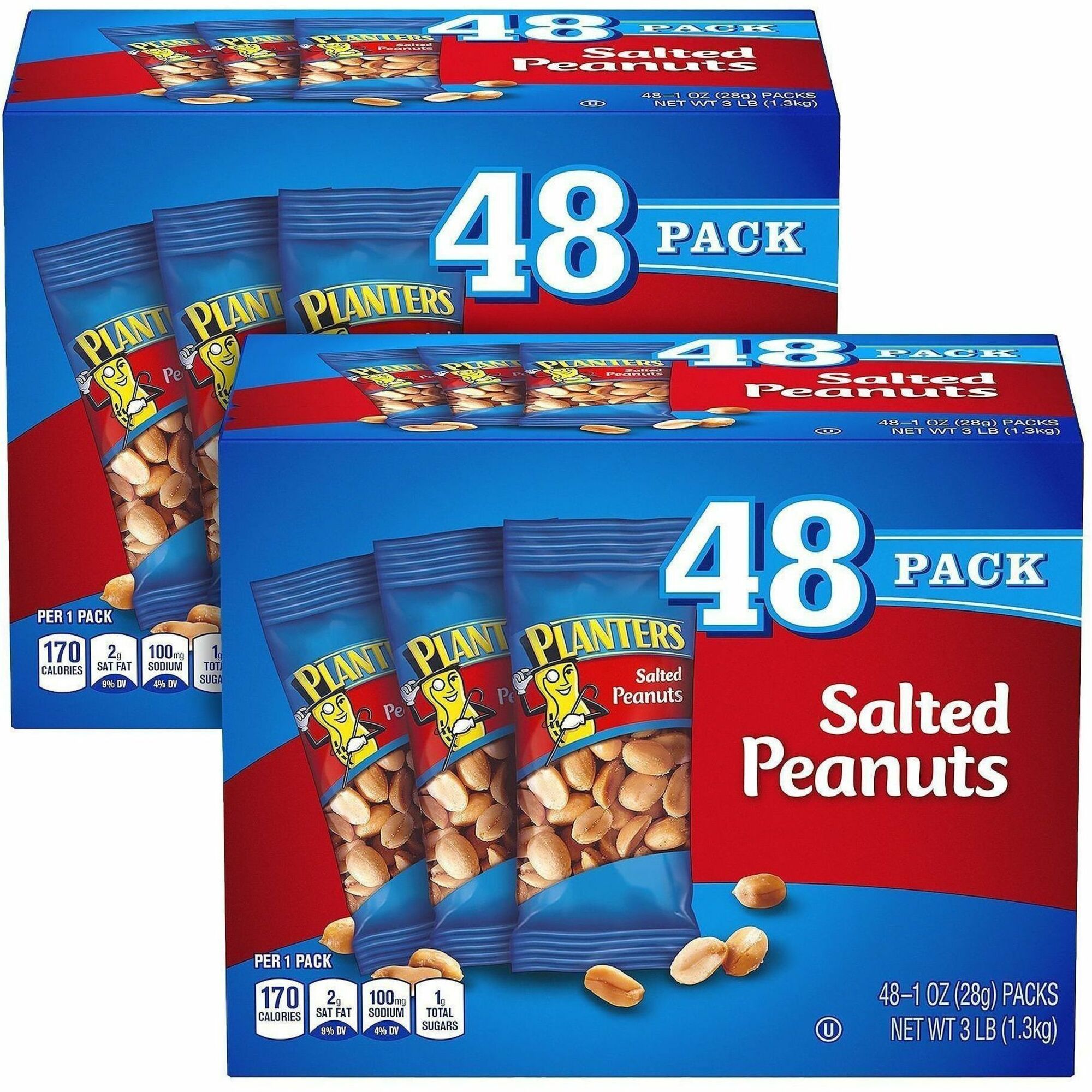 Green Rabbit Planters Salted Peanuts, Salted & Crunchy, 1 oz Packs, 48 Bags per Carton, 2 Cartons