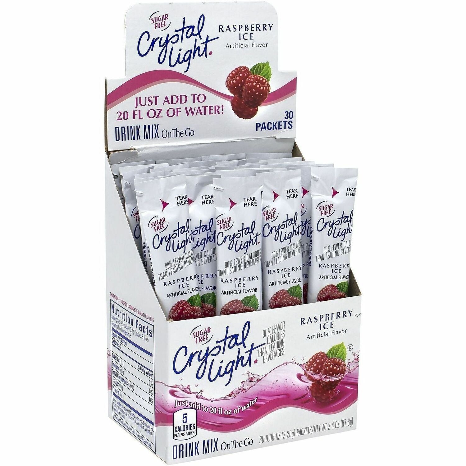 Crystal Light On-The-Go Mix, Raspberry Ice, 60 Packets per Carton