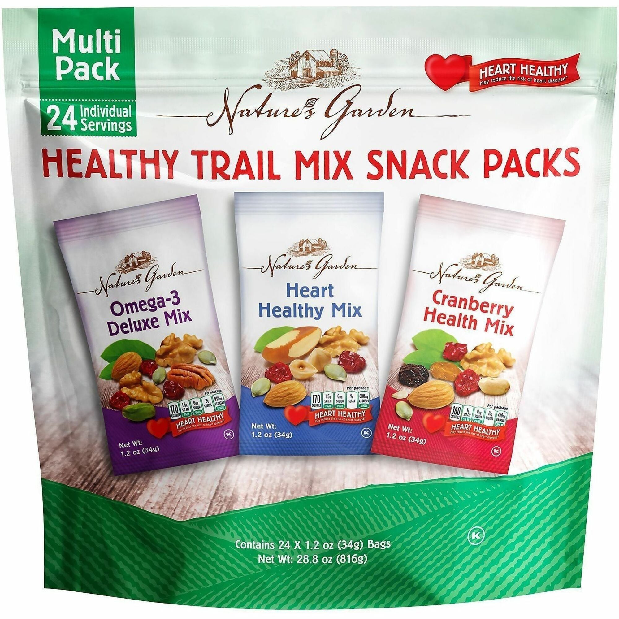 Green Rabbit Healthy Trail Mix Snack Packs, 1.20 oz Pouch, 24/Carton