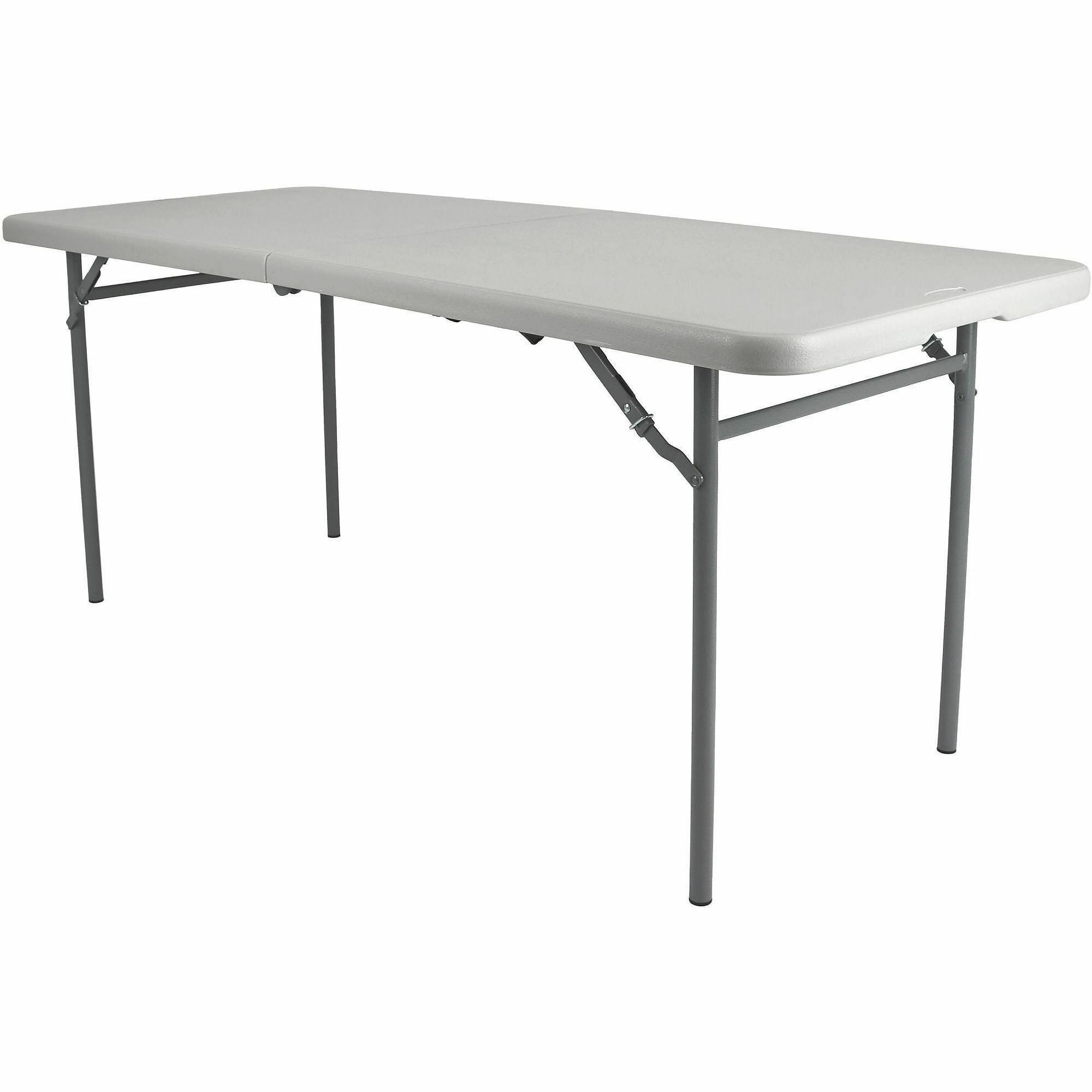 National Public Seating Industrial Fold-in-Half Table, Speckled Gray, Rectangle, 60" x 30" x 1.70", 700 lb Capacity, Four Leg Steel Base, 1 Each