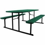 National Public Seating Folding Picnic Table, Green Textured Wood Grain Top, 8 Seating Capacity, 1800 lb Capacity, 32" Depth x 72" Width x 57" Depth, 1 Each
