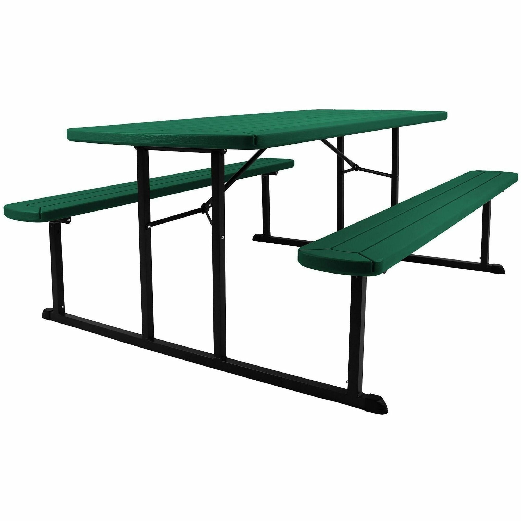 National Public Seating Folding Picnic Table, Green Textured Wood Grain Top, 8 Seating Capacity, 1800 lb Capacity, 32" Depth x 72" Width x 57" Depth, 1 Each