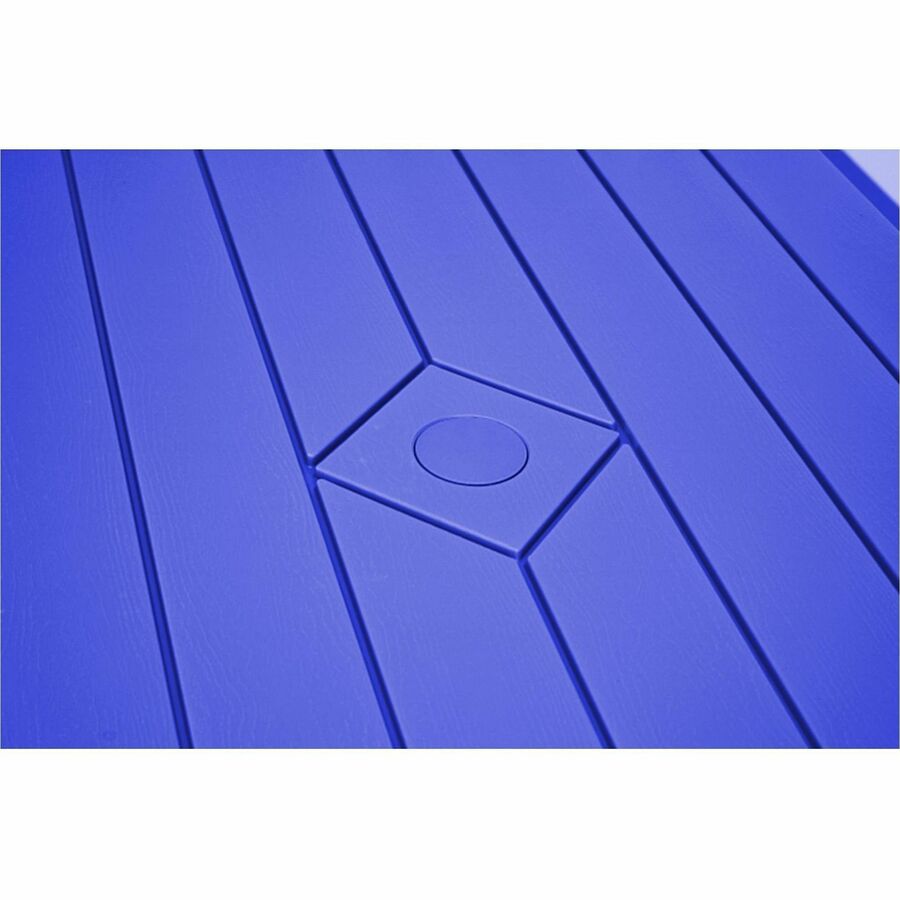 Blue Textured Wood Grain Folding Picnic Table, 8 Seating Capacity, 1800 lb Capacity, 32" Depth x 72" Width x 57" Depth x 29.5" Height, Steel Frame, HDPE Top, 1 Each