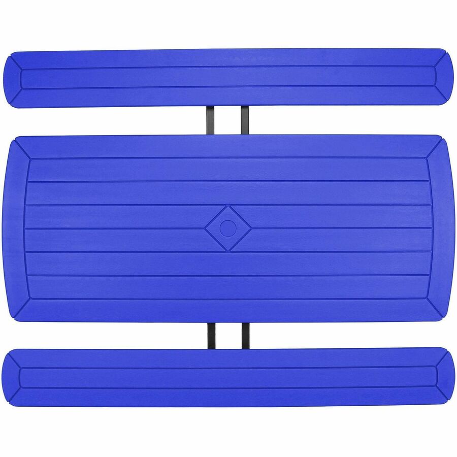 Blue Textured Wood Grain Folding Picnic Table, 8 Seating Capacity, 1800 lb Capacity, 32" Depth x 72" Width x 57" Depth x 29.5" Height, Steel Frame, HDPE Top, 1 Each