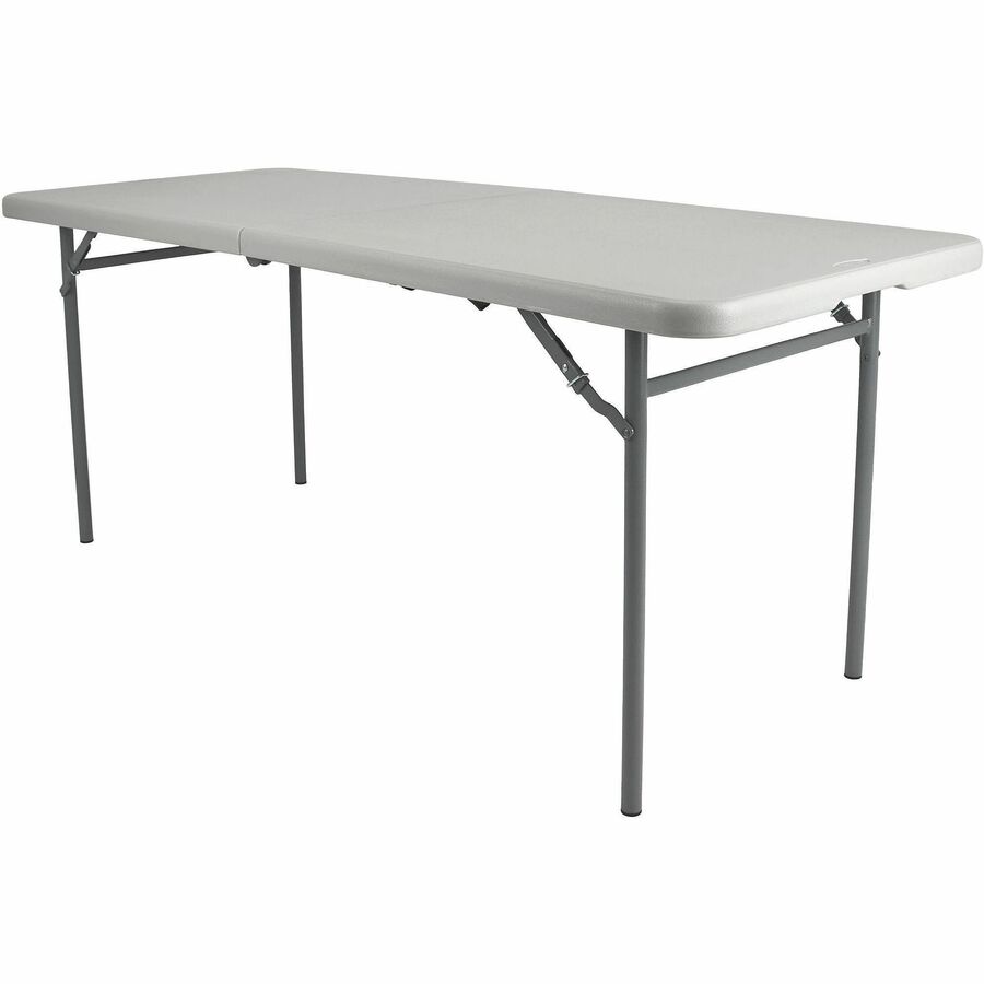 National Public Seating Industrial Fold-in-Half Table, Speckled Gray, Rectangle, 96" x 30" x 1.70", Four Leg Steel Base, 700 lb Capacity, 29.20" Height, 1 Each