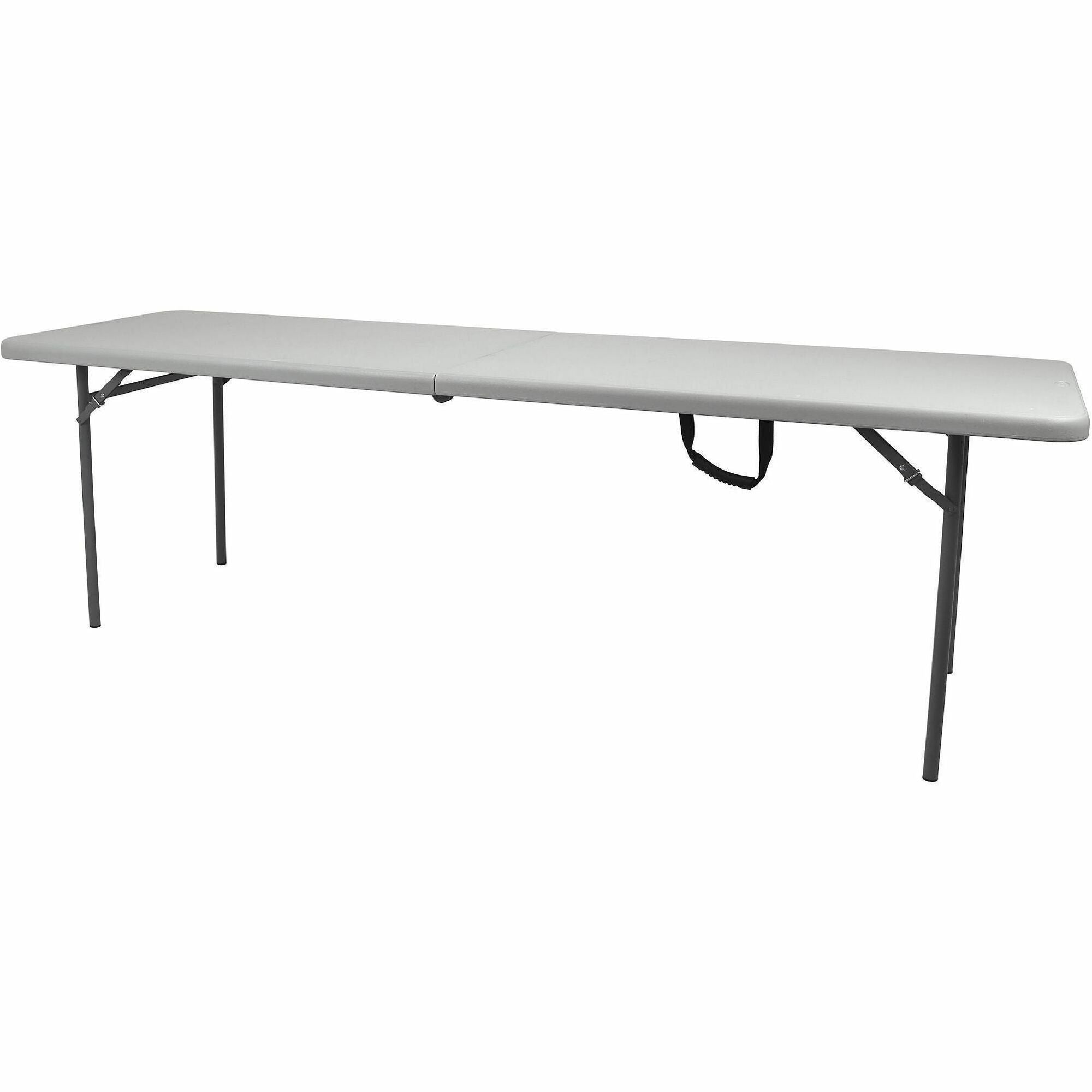 National Public Seating Industrial Fold-in-Half Table, Speckled Gray, Rectangle, 96" x 30" x 1.70", Four Leg Steel Base, 700 lb Capacity, 29.20" Height, 1 Each