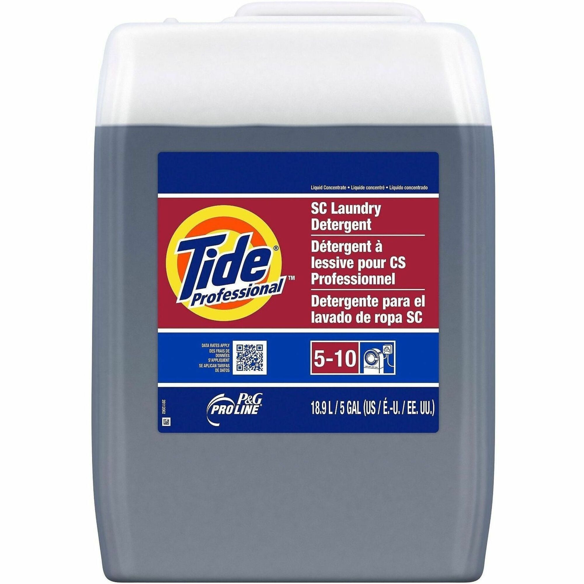 Tide Professional Liquid Laundry Detergent, Concentrate, 640 fl oz (20 quart) Jug, Purple, 129 Loads, 1 Carton