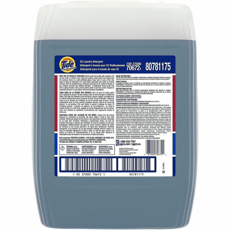 Tide Professional Liquid Laundry Detergent, Concentrate, 640 fl oz (20 quart) Jug, Purple, 129 Loads, 1 Carton