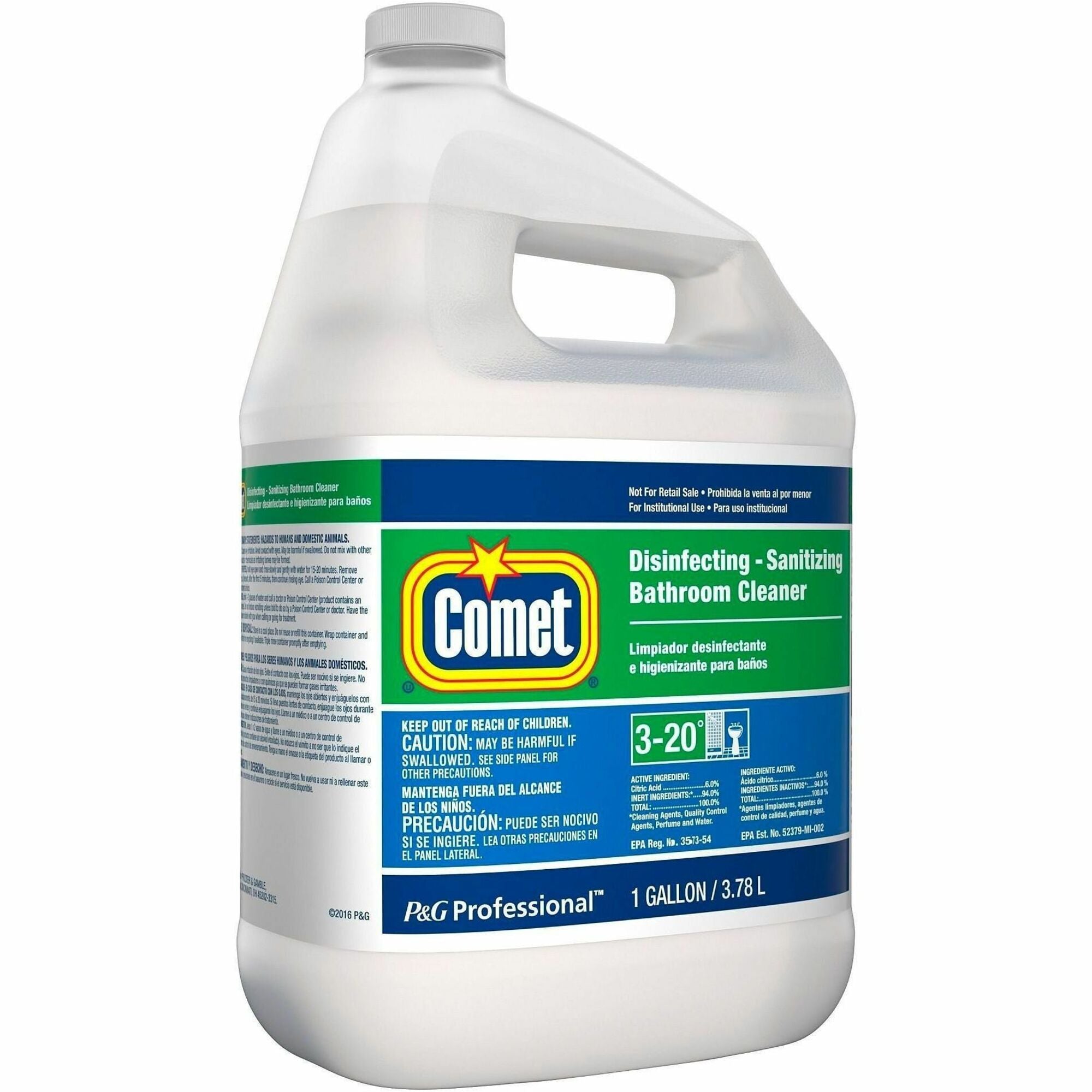 Comet Disinfecting Bath Cleaner, Liquid, Citrus Scent, 128 fl oz White Jug, 3 Jugs per Carton
