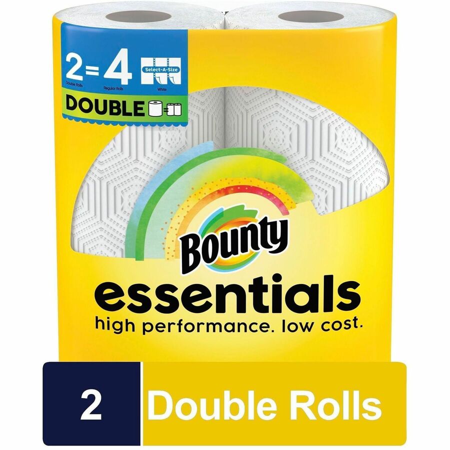 Bounty Essentials Select-A-Size Paper Towels, 2-Ply, 108 Sheets per Roll, White, 2 Rolls per Pack