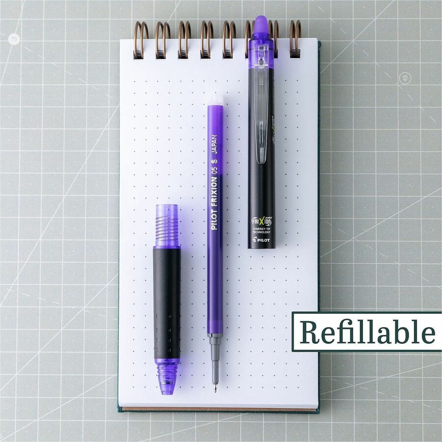 FriXion Synergy Clicker Erasable Gel Pen, 0.5 mm Extra Fine, Purple Ink, Refillable, Retractable, 1 Dozen