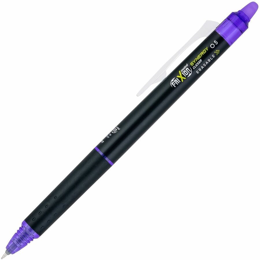 FriXion Synergy Clicker Erasable Gel Pen, 0.5 mm Extra Fine, Purple Ink, Refillable, Retractable, 1 Dozen