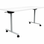 Safco Jurni Flip Table with Casters, 60" x 24" Laminate Top, T-shaped Powder Coated Base, Designer White, Modern Style, 29" Height, 1 Each