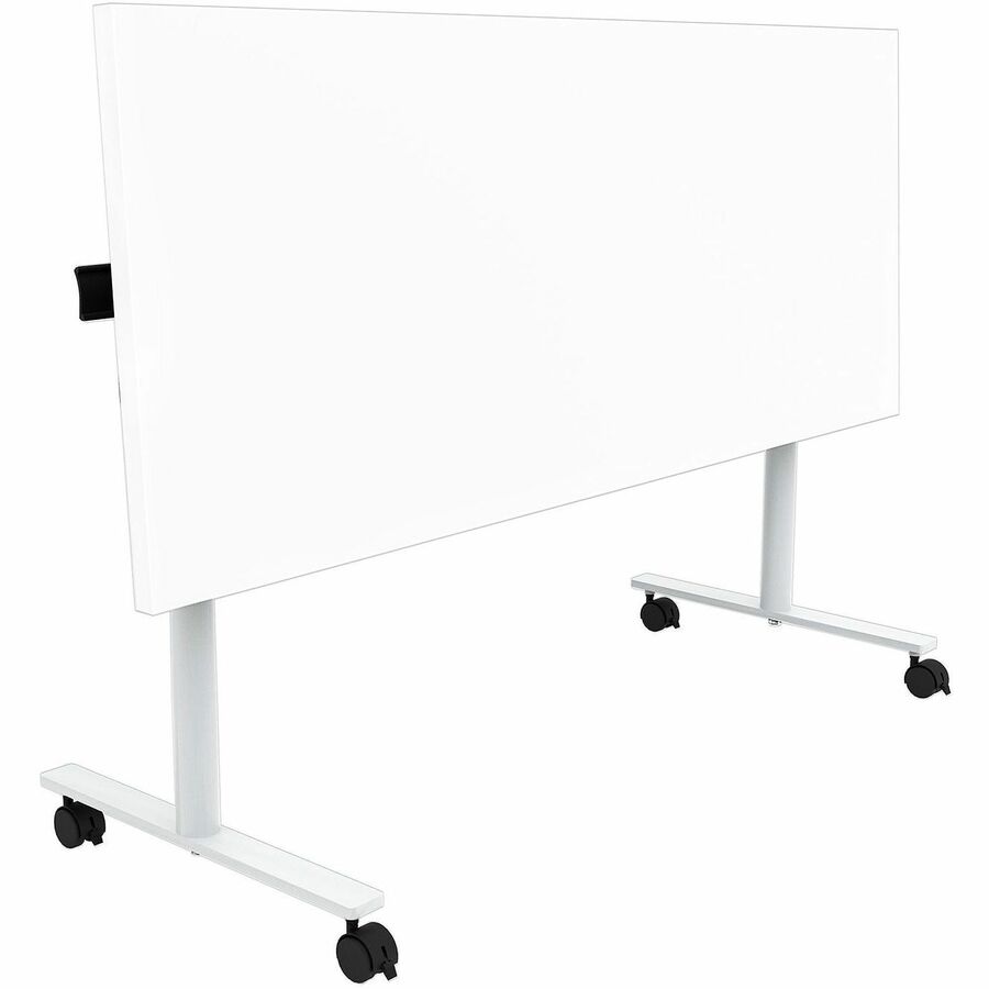 Safco Jurni Flip Table with Casters, 60" x 24" Laminate Top, T-shaped Powder Coated Base, Designer White, Modern Style, 29" Height, 1 Each