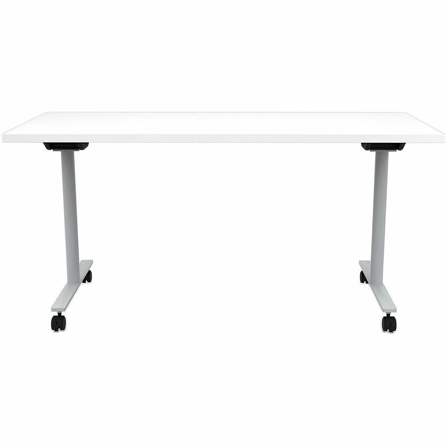 Safco Jurni Flip Table with Casters, 60" x 24" Laminate Top, T-shaped Powder Coated Base, Designer White, Modern Style, 29" Height, 1 Each