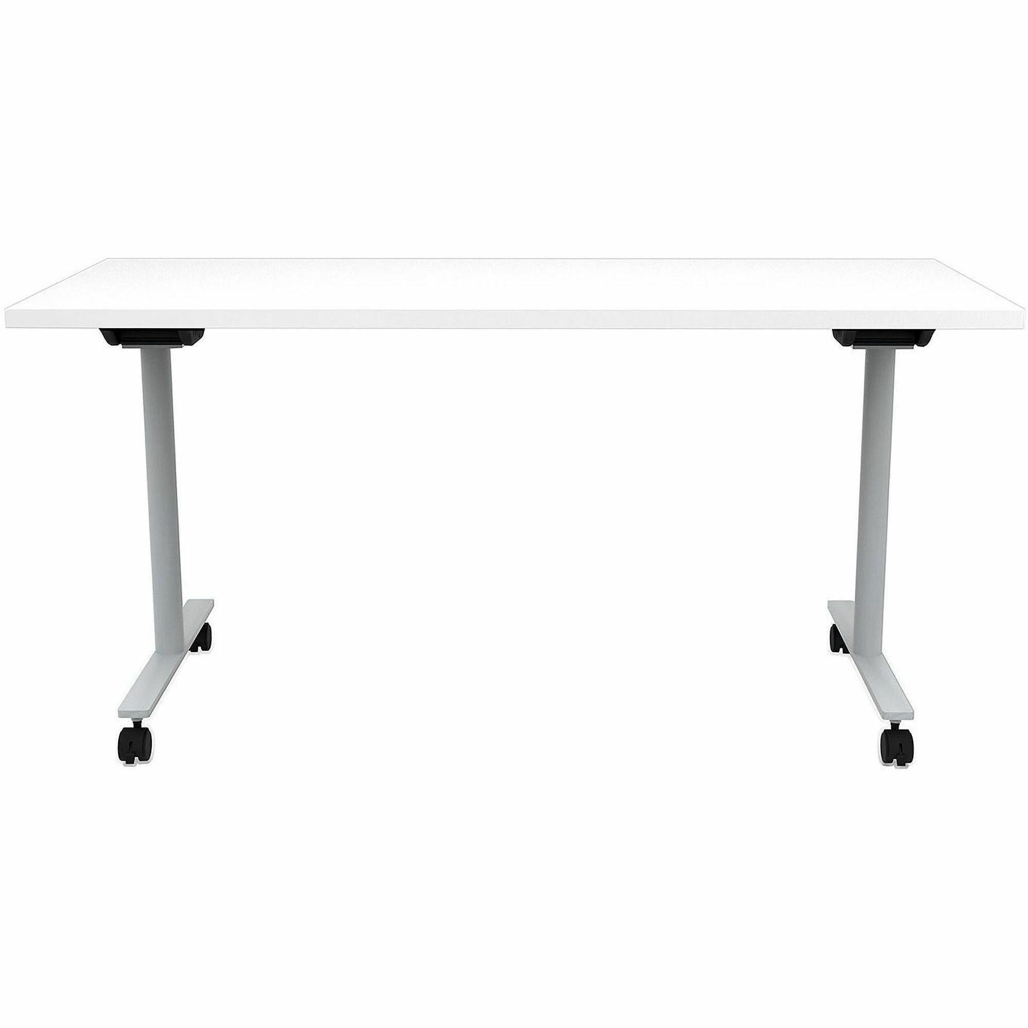 Safco Jurni Flip Table with Casters, 60" x 24" Laminate Top, T-shaped Powder Coated Base, Designer White, Modern Style, 29" Height, 1 Each