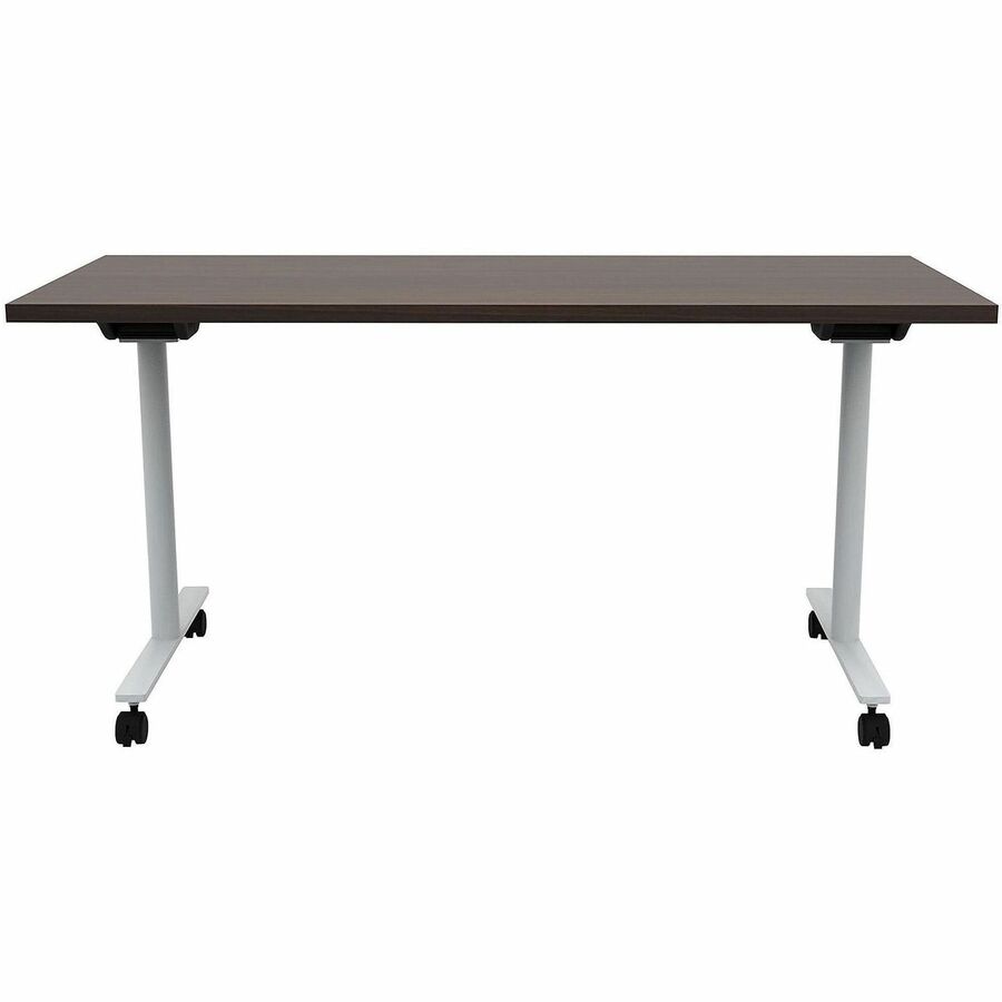 Safco Jurni Flip Table with Casters, 60" x 24" x 29", Columbian Walnut Laminate, Modern T-shaped Powder Coated Base, 1 Each