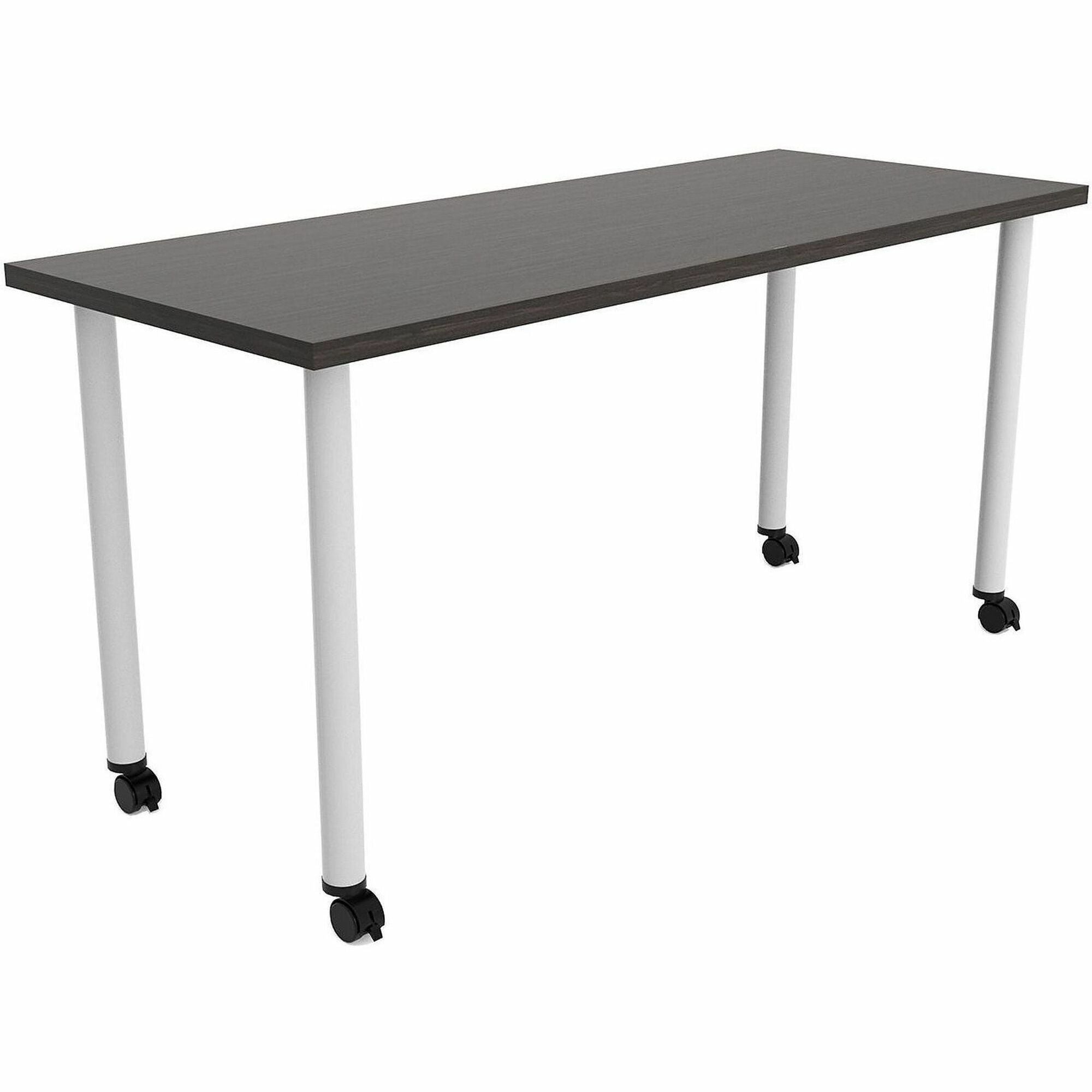 Safco Jurni Multi-Purp. Table w/Post Leg & Casters - Powder Coated Post Leg Base - 60" Table Top Width x 24" Table Top Depth x 1.10" Table Top Thickness - 29" Height - Multipurpose - Assembly Required - Asian Night - Laminate Top Material - 1 Each