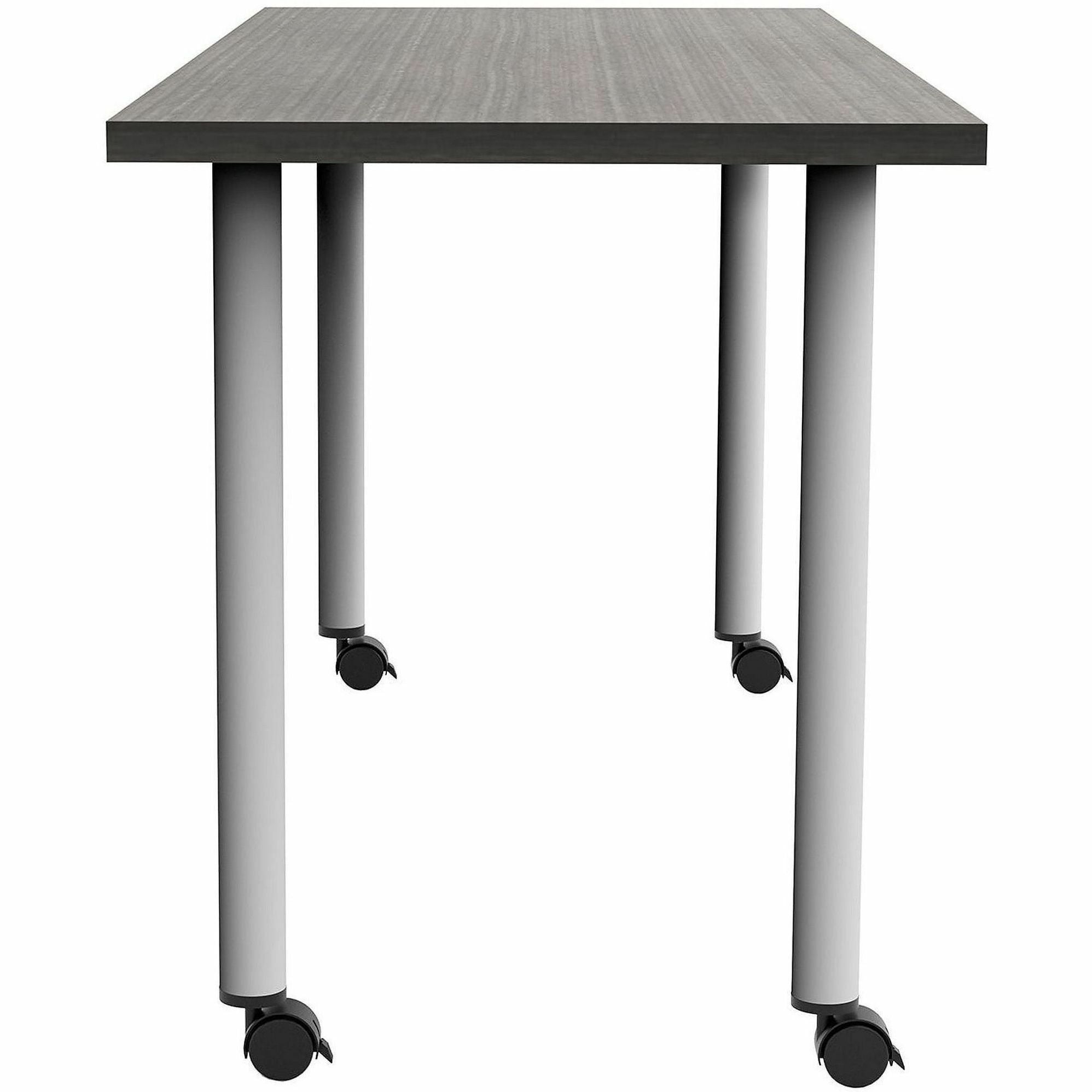 Safco Jurni Multi-Purp. Table w/Post Leg & Casters - Powder Coated Post Leg Base - 60" Table Top Width x 24" Table Top Depth x 1.10" Table Top Thickness - 29" Height - Multipurpose - Assembly Required - Asian Night - Laminate Top Material - 1 Each
