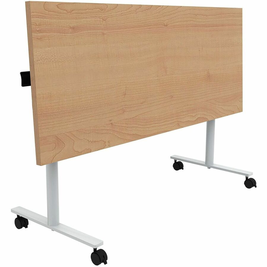 Safco Jurni Flip Table with Casters, 60" x 24" Laminate Top, T-shaped Powder Coated Base, Fusion Maple Finish, Modern Style, 29" Height, 1 Each