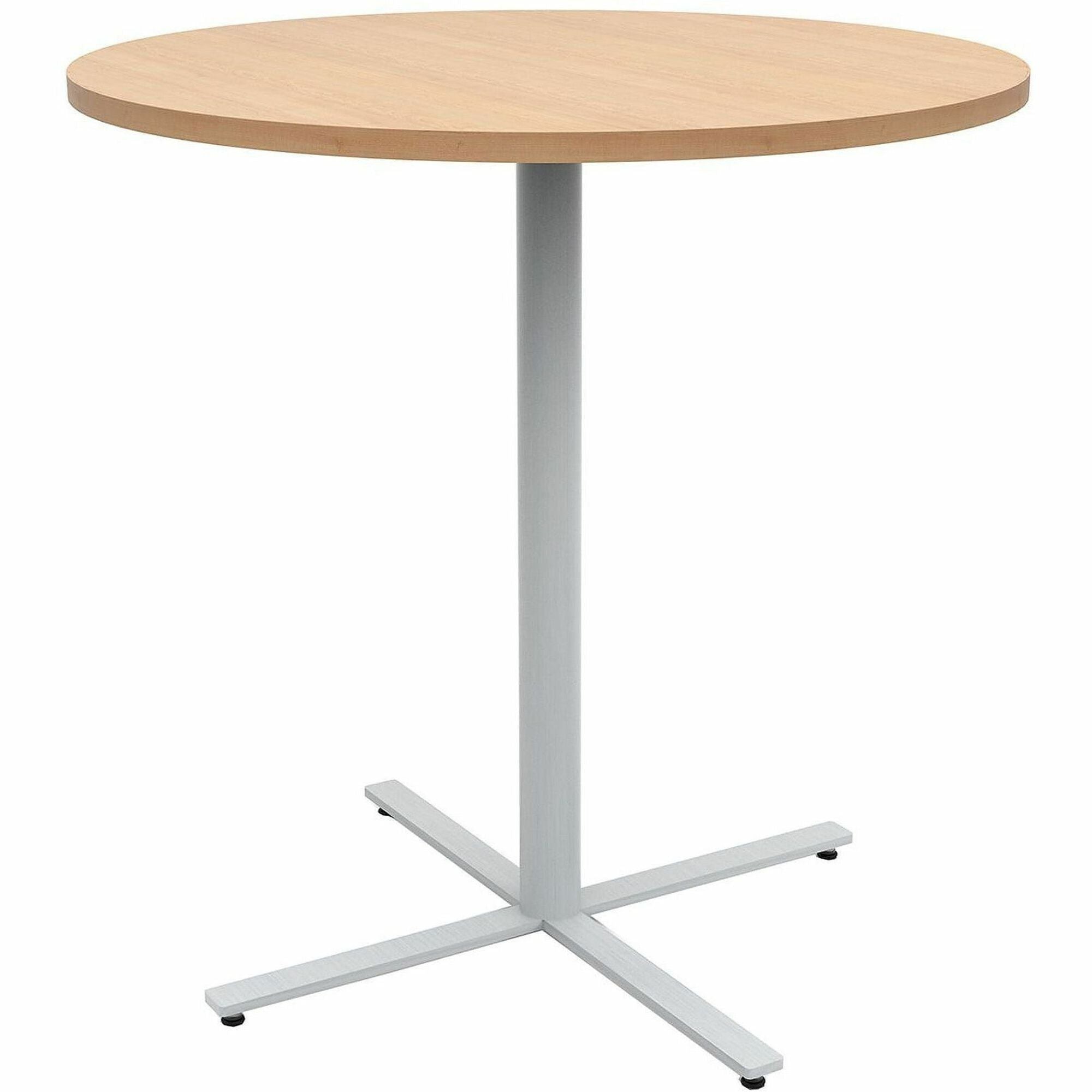 Safco Jurni Bistro Table with Round Top - Round Top - Textured, Powder Coated Base - Modern Style - 42" Table Top Diameter - 42" Height - Cafeteria - Assembly Required - Fusion Maple - Laminate Top Material - 1 Each