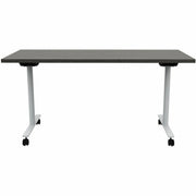 Safco Jurni Flip Table with Casters, 60" x 24" x 29", Laminate Top, T-shaped Powder Coated Base, Asian Night Finish, 1 Each