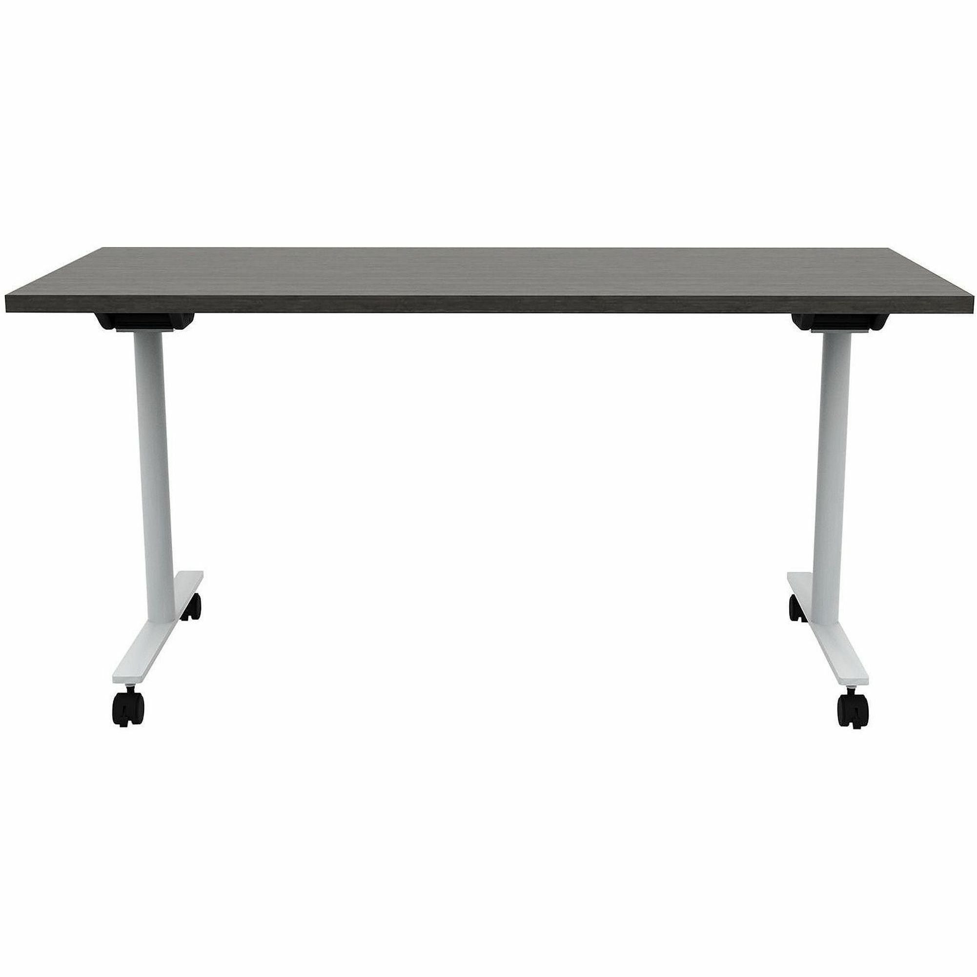 Safco Jurni Flip Table with Casters, 60" x 24" x 29", Laminate Top, T-shaped Powder Coated Base, Asian Night Finish, 1 Each