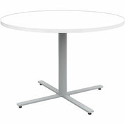 Safco Jurni Cafe Table with Round Top - Round Top - Textured, Powder Coated Base - 42" Table Top Diameter - 29" Height - Cafeteria, Breakroom - Assembly Required - Designer White - Laminate Top Material - 1 Each