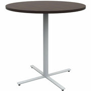 Safco Jurni Bistro Table with Round Top - Round Top - Textured, Powder Coated Base - Modern Style - 42" Table Top Diameter - 42" Height - Cafeteria - Assembly Required - Columbian Walnut - Laminate Top Material - 1 Each