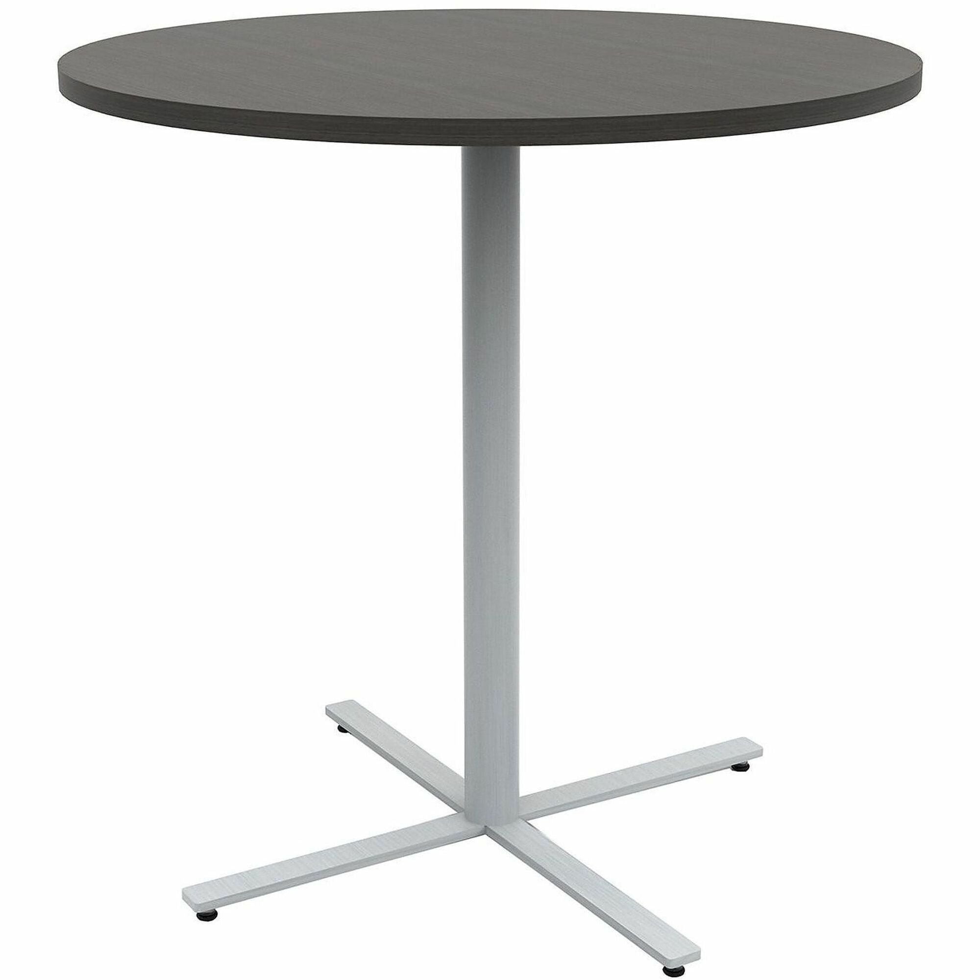 Safco Jurni Bistro Table with Round Top - Round Top - Textured, Powder Coated Base - Modern Style - 42" Table Top Diameter - 42" Height - Cafeteria - Assembly Required - Asian Night - Laminate Top Material - 1 Each