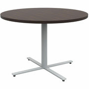 Safco Jurni Cafe Table with Round Top - Round Top - Textured, Powder Coated Base - 42" Table Top Diameter - 29" Height - Cafeteria, Breakroom - Assembly Required - Columbian Walnut - Laminate Top Material - 1 Each