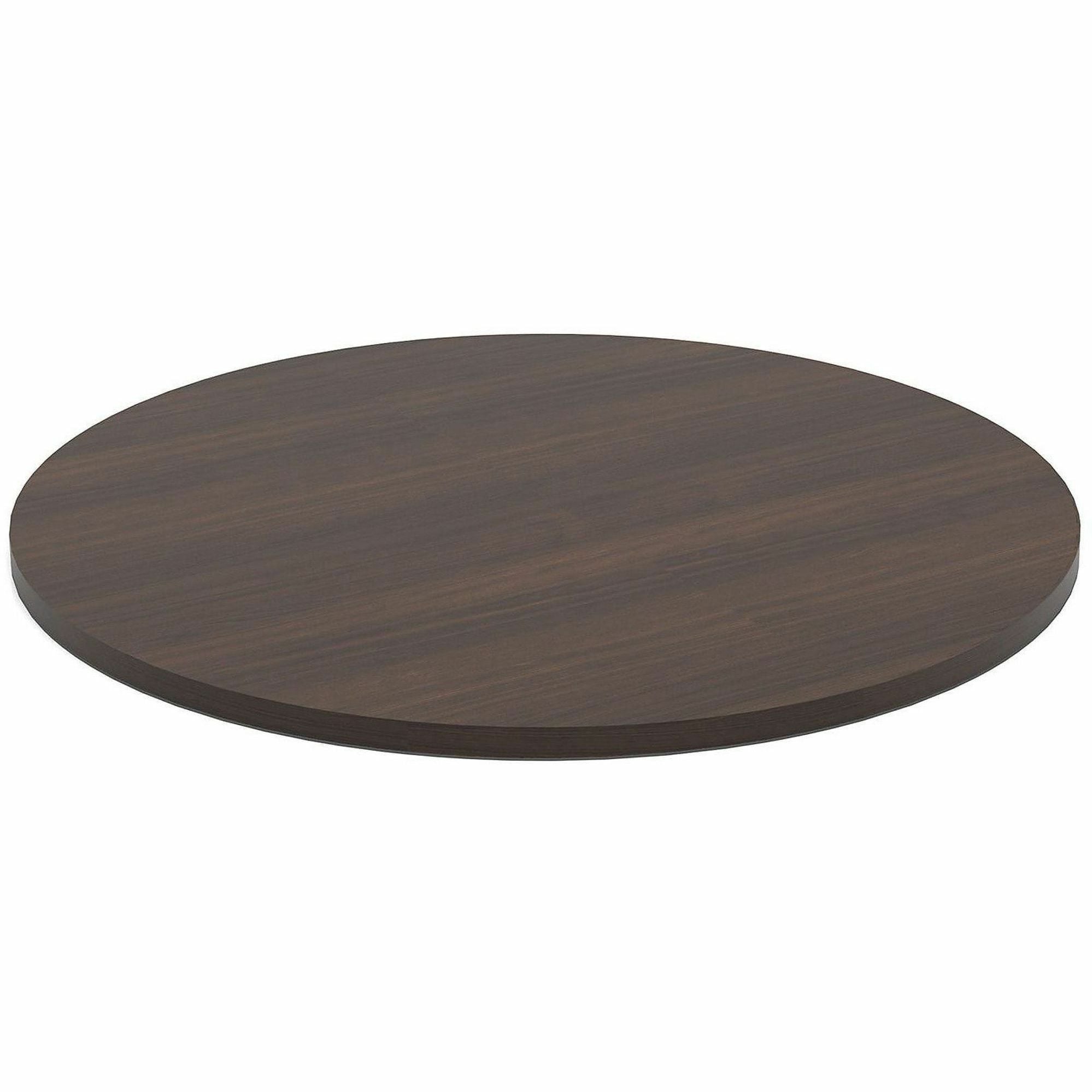 Safco Jurni Cafe Table with Round Top - Round Top - Textured, Powder Coated Base - 42" Table Top Diameter - 29" Height - Cafeteria, Breakroom - Assembly Required - Columbian Walnut - Laminate Top Material - 1 Each