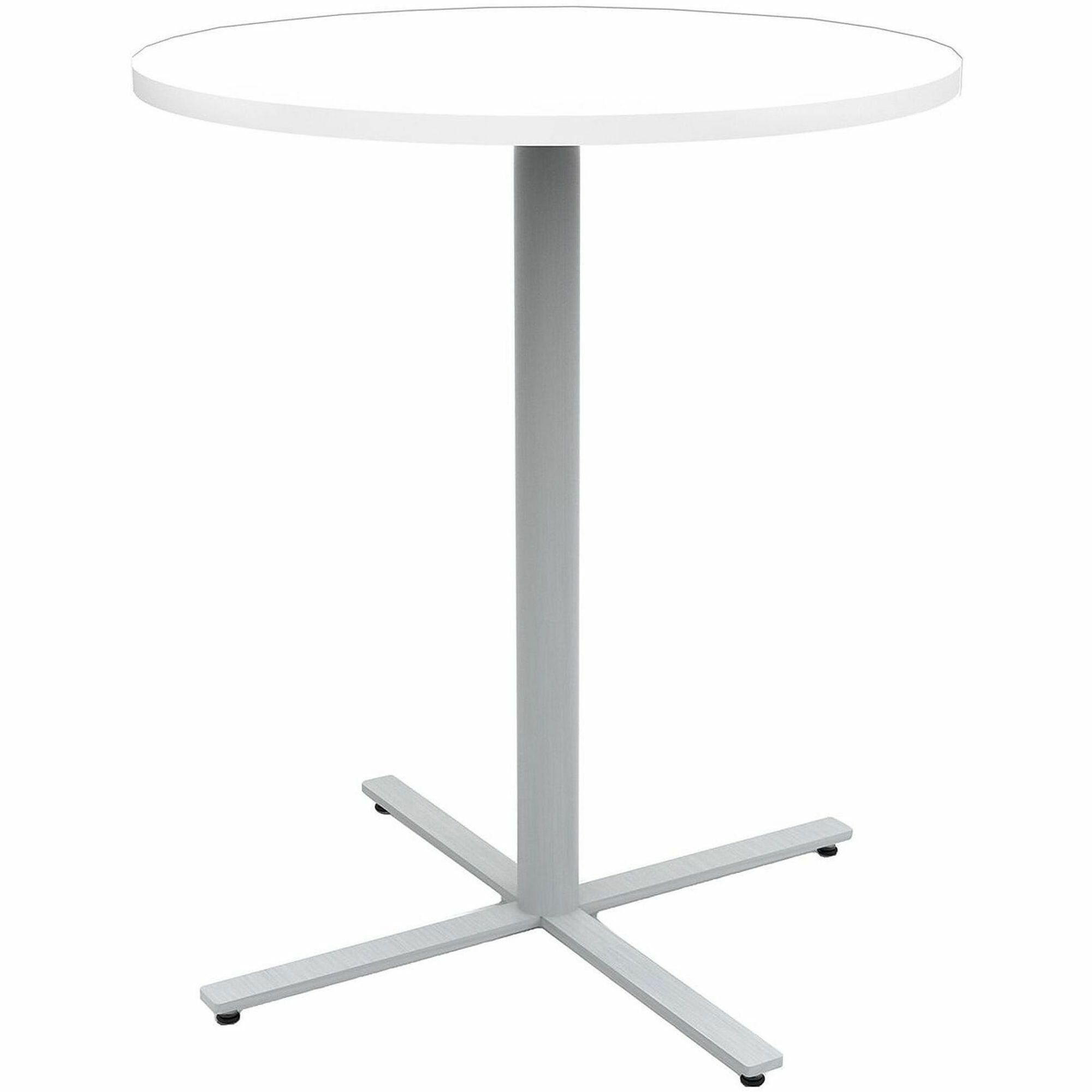 Safco Jurni Bistro Table with Round Top - Round Top - Textured, Powder Coated Base - Modern Style - 36" Table Top Diameter - 42" Height - Cafeteria - Assembly Required - Designer White - Laminate Top Material - 1 Each