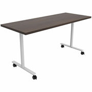 Safco Jurni Multi-Purpose Table with T-Leg & Casters, 60"W x 24"D x 29"H, Columbian Walnut, Laminate Top, Textured Powder Coated Base, 1 Each