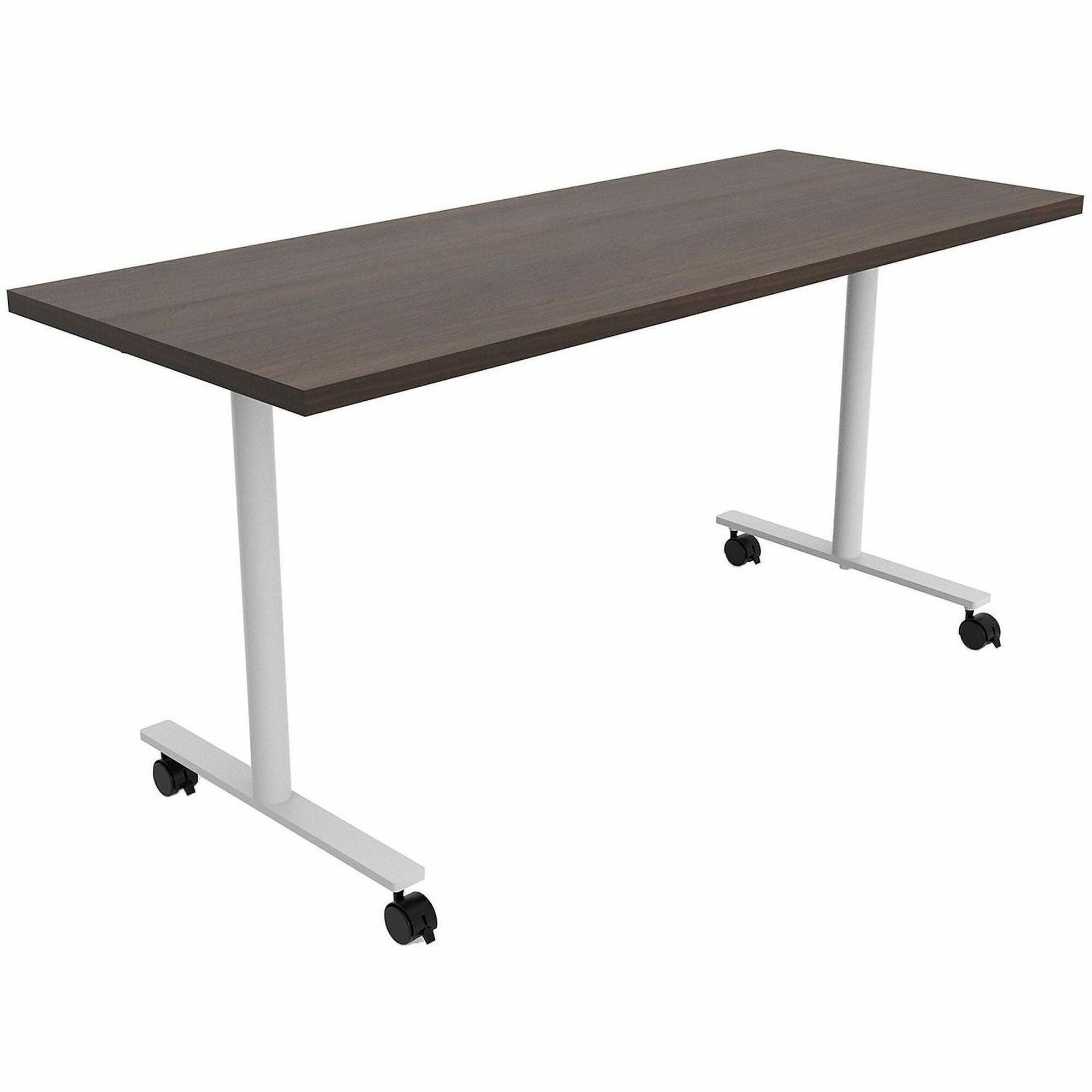 Safco Jurni Multi-Purpose Table with T-Leg & Casters, 60"W x 24"D x 29"H, Columbian Walnut, Laminate Top, Textured Powder Coated Base, 1 Each