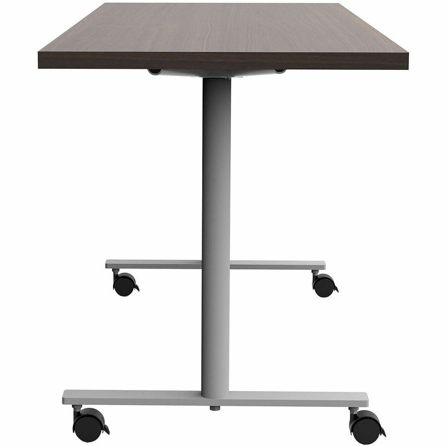 Safco Jurni Multi-Purpose Table with T-Leg & Casters, 60"W x 24"D x 29"H, Columbian Walnut, Laminate Top, Textured Powder Coated Base, 1 Each