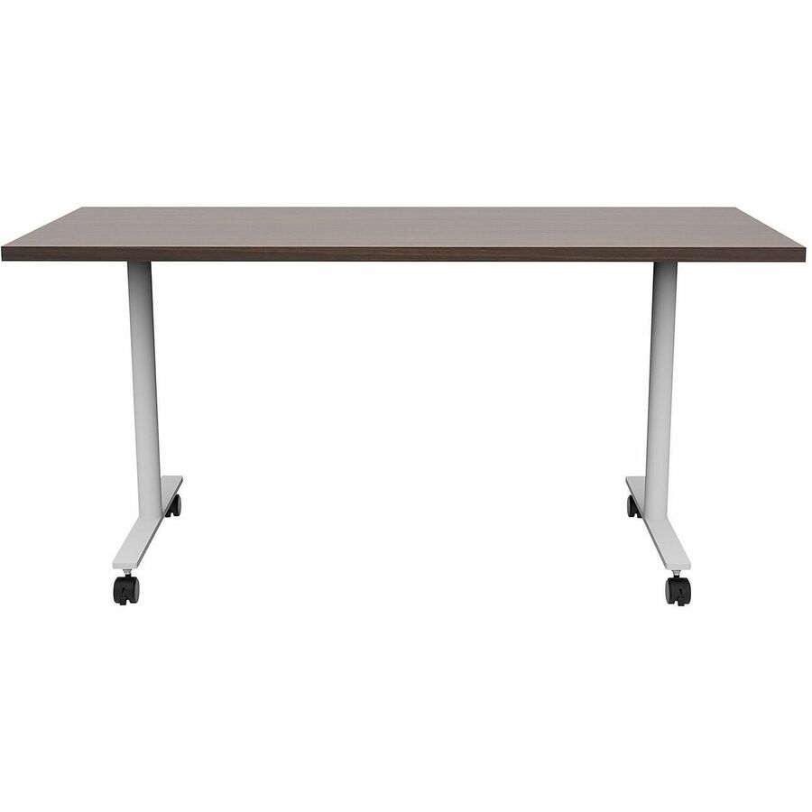 Safco Jurni Multi-Purpose Table with T-Leg & Casters, 60"W x 24"D x 29"H, Columbian Walnut, Laminate Top, Textured Powder Coated Base, 1 Each