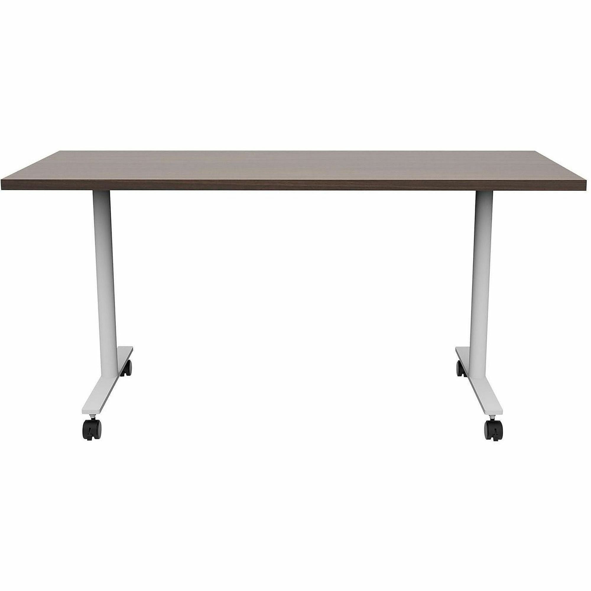 Safco Jurni Multi-Purpose Table with T-Leg & Casters, 60"W x 24"D x 29"H, Columbian Walnut, Laminate Top, Textured Powder Coated Base, 1 Each