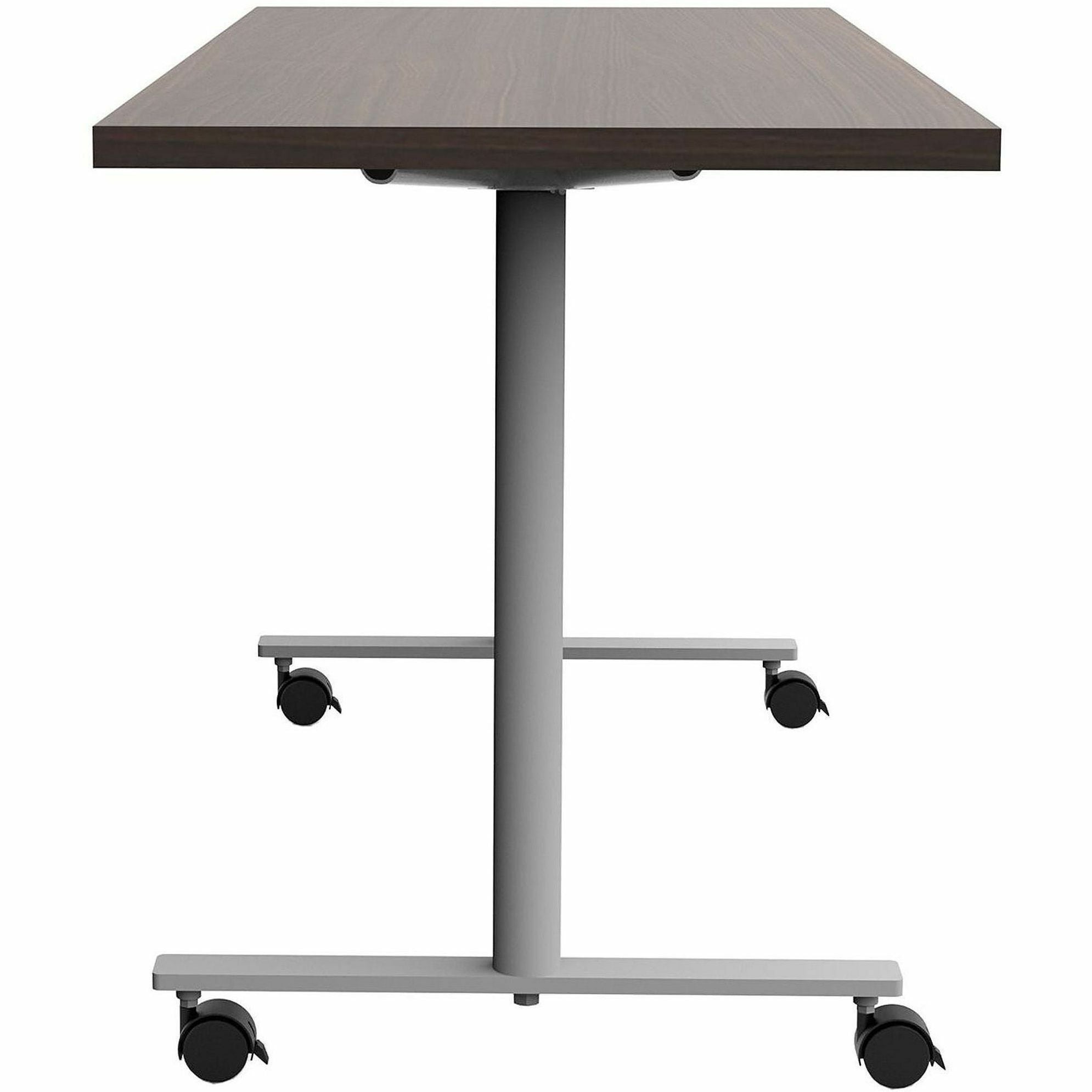 Safco Jurni Multi-Purpose Table with T-Leg & Casters, 60"W x 24"D x 29"H, Columbian Walnut, Laminate Top, Textured Powder Coated Base, 1 Each
