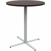 Safco Jurni Bistro Table with Round Top - Round Top - Textured, Powder Coated Base - Modern Style - 36" Table Top Diameter - 42" Height - Cafeteria - Assembly Required - Columbian Walnut - Laminate Top Material - 1 Each