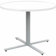 Safco Jurni Cafe Table with Round Top - Round Top - Textured, Powder Coated Base - 36" Table Top Diameter - 29" Height - Cafeteria, Breakroom - Assembly Required - Designer White - Laminate Top Material - 1 Each