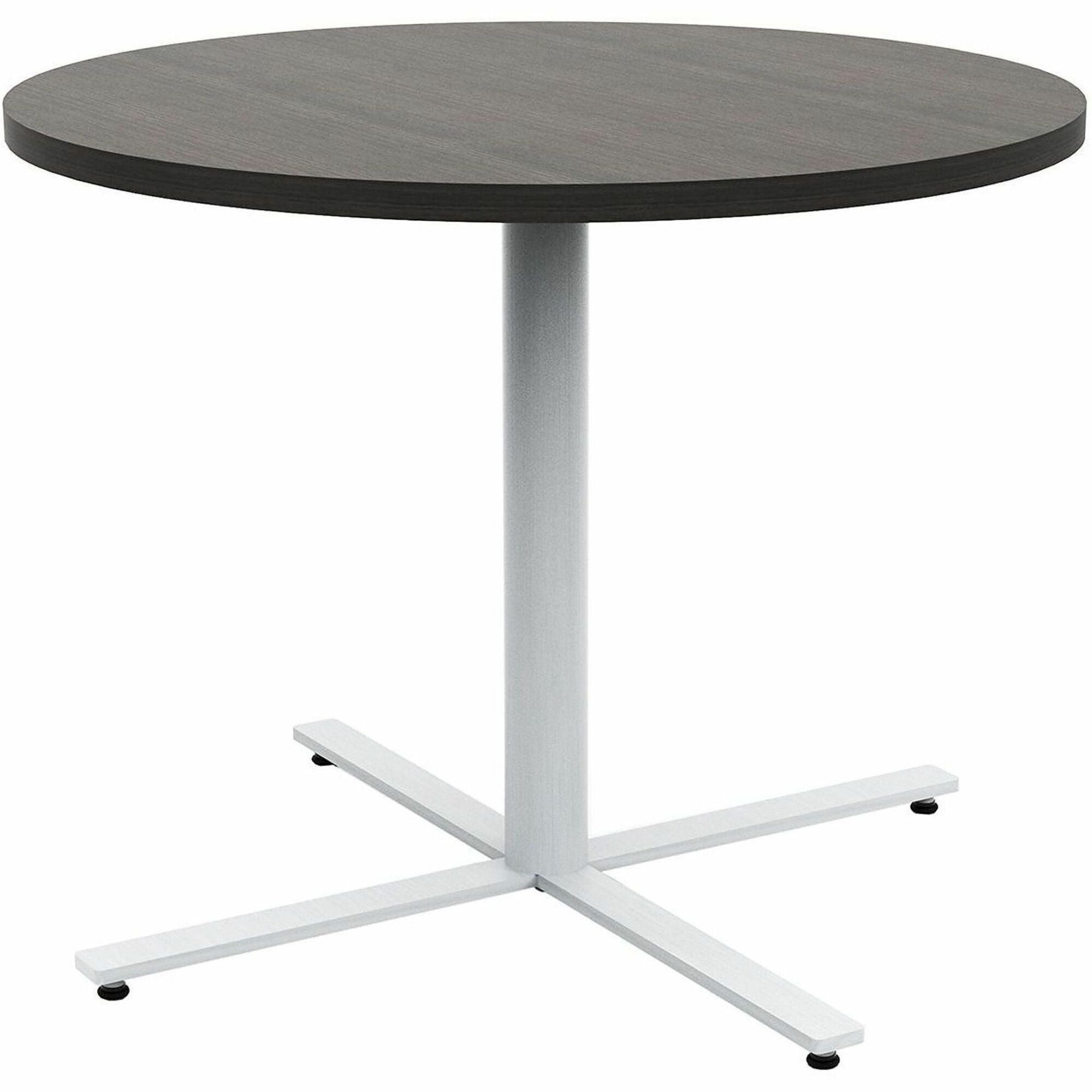 Safco Jurni Cafe Table with Round Top - Round Top - Textured, Powder Coated Base - 36" Table Top Diameter - 29" Height - Cafeteria, Breakroom - Assembly Required - Asian Night - Laminate Top Material - 1 Each