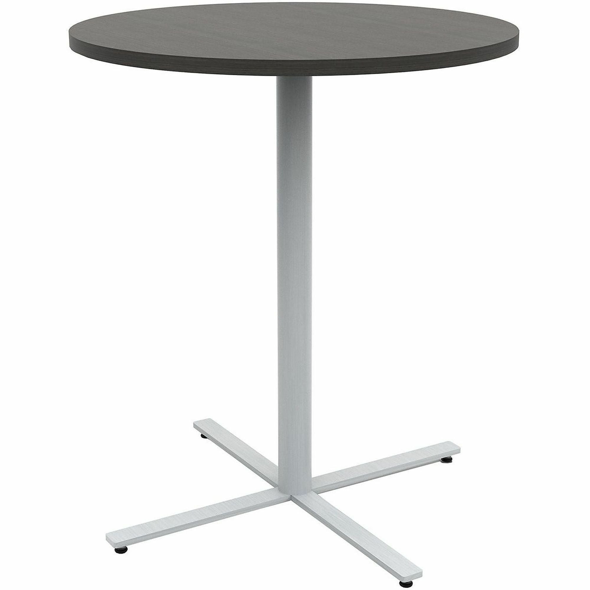 Safco Jurni Bistro Table with Round Top - Round Top - Textured, Powder Coated Base - Modern Style - 36" Table Top Diameter - 42" Height - Cafeteria - Assembly Required - Asian Night - Laminate Top Material - 1 Each