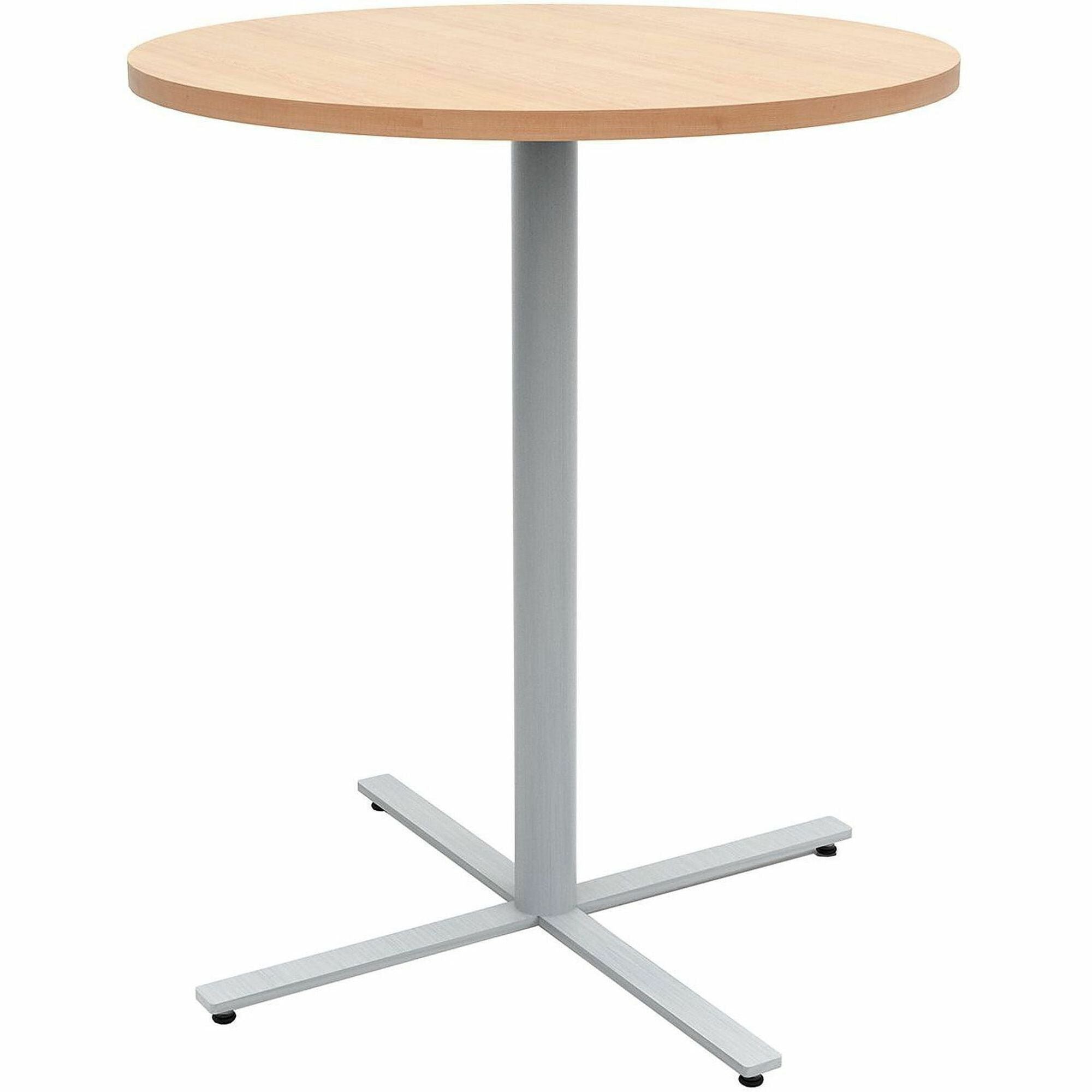 Safco Jurni Bistro Table with Round Top - Round Top - Textured, Powder Coated Base - Modern Style - 36" Table Top Diameter - 42" Height - Cafeteria - Assembly Required - Fusion Maple - Laminate Top Material - 1 Each