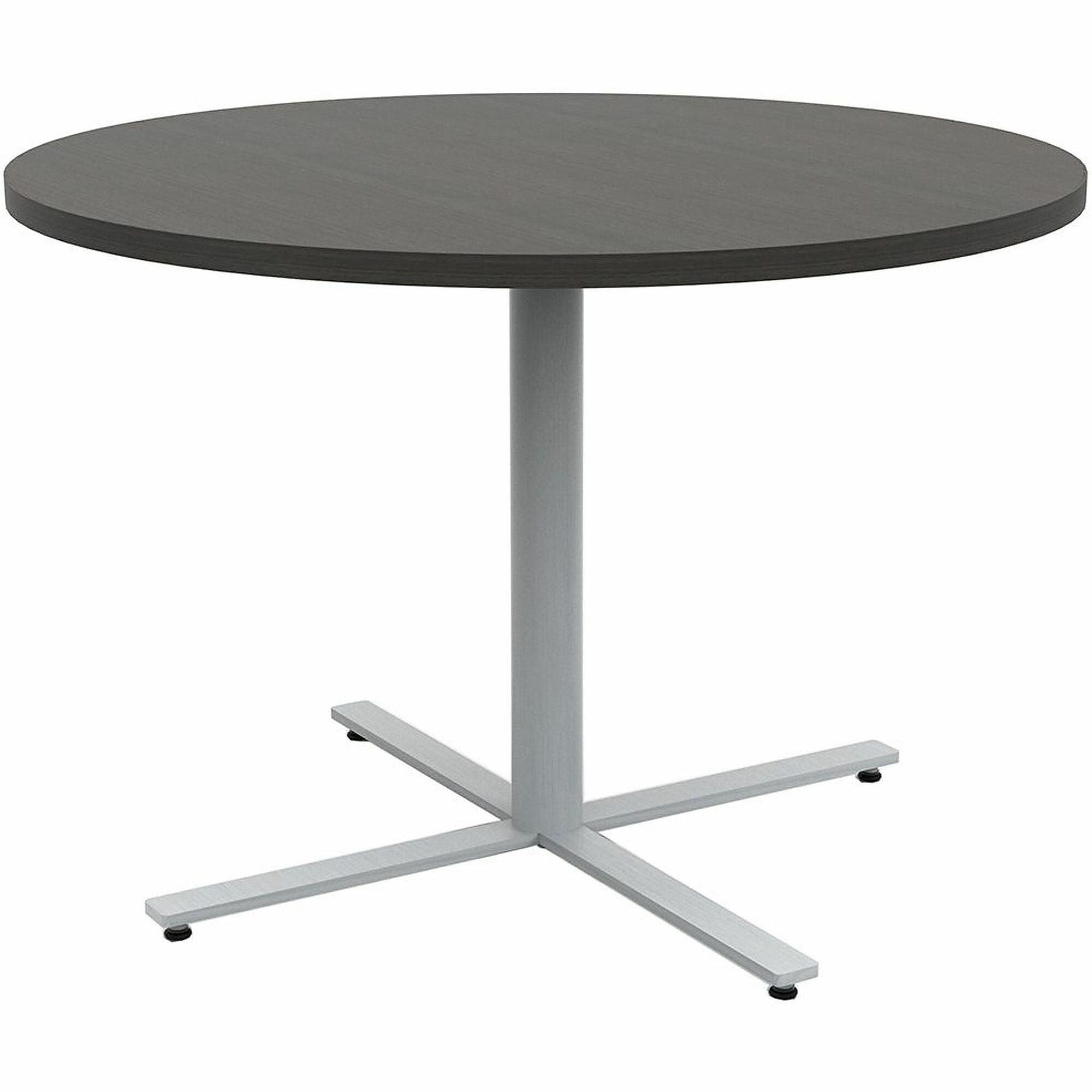 Safco Jurni Cafe Table with Round Top - Round Top - Textured, Powder Coated Base - 42" Table Top Diameter - 29" Height - Cafeteria, Breakroom - Assembly Required - Asian Night - Laminate Top Material - 1 Each
