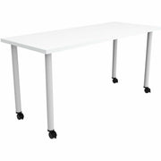 Safco Jurni Multi-Purpose Table with Post Leg & Casters, 60" x 24" x 29", Designer White, Laminate Top, 1 Each