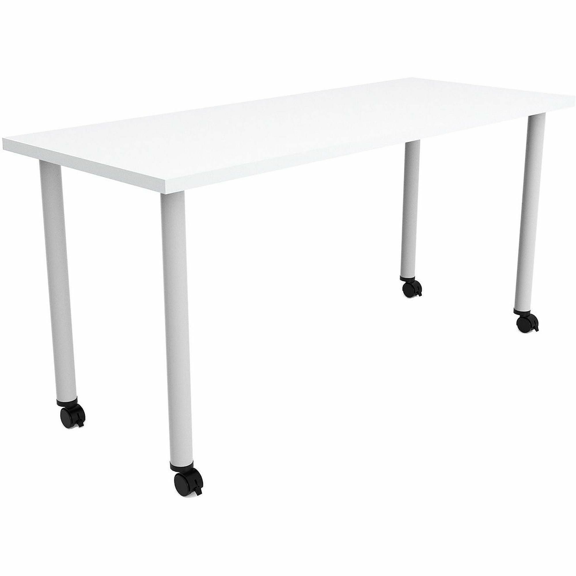 Safco Jurni Multi-Purpose Table with Post Leg & Casters, 60" x 24" x 29", Designer White, Laminate Top, 1 Each