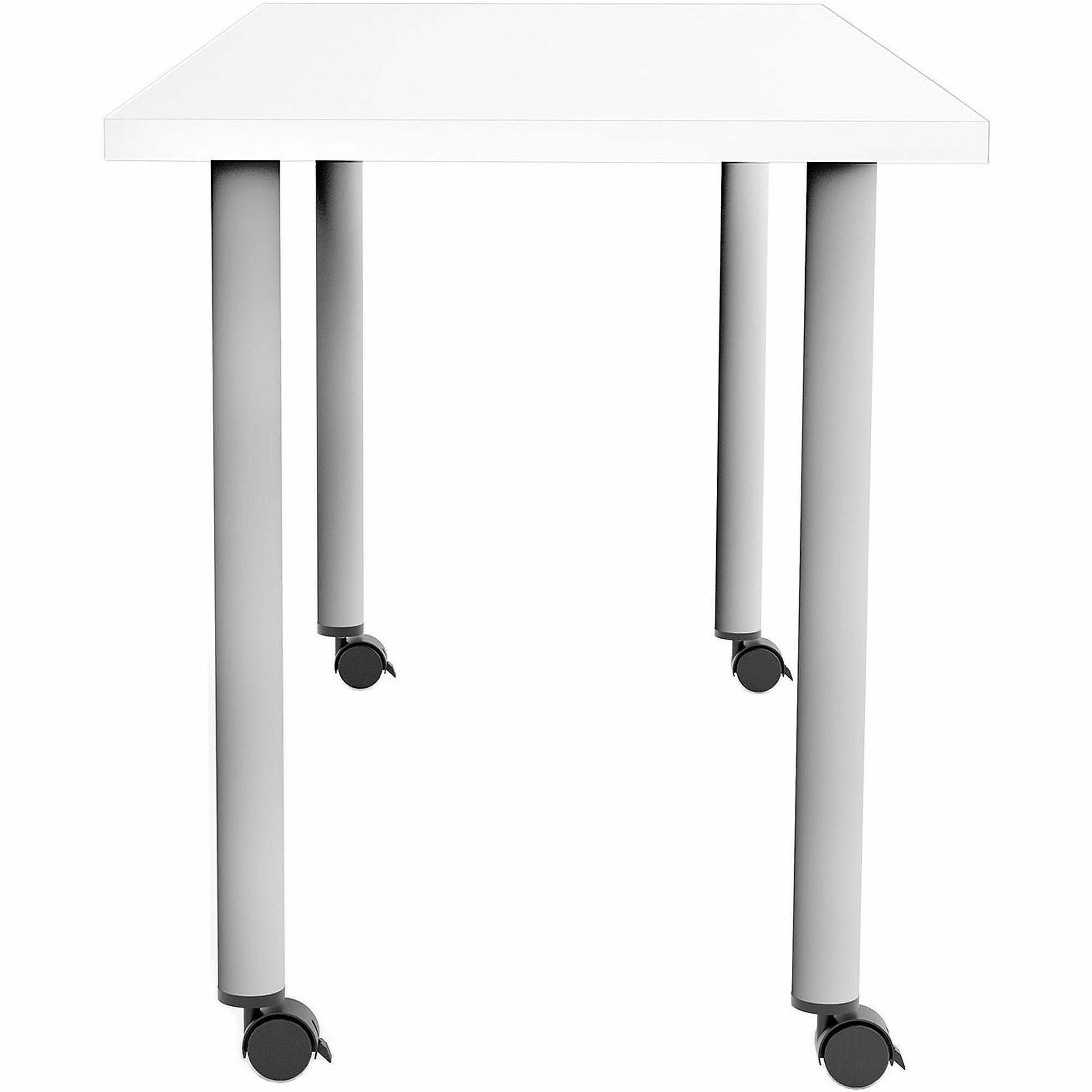 Safco Jurni Multi-Purpose Table with Post Leg & Casters, 60" x 24" x 29", Designer White, Laminate Top, 1 Each