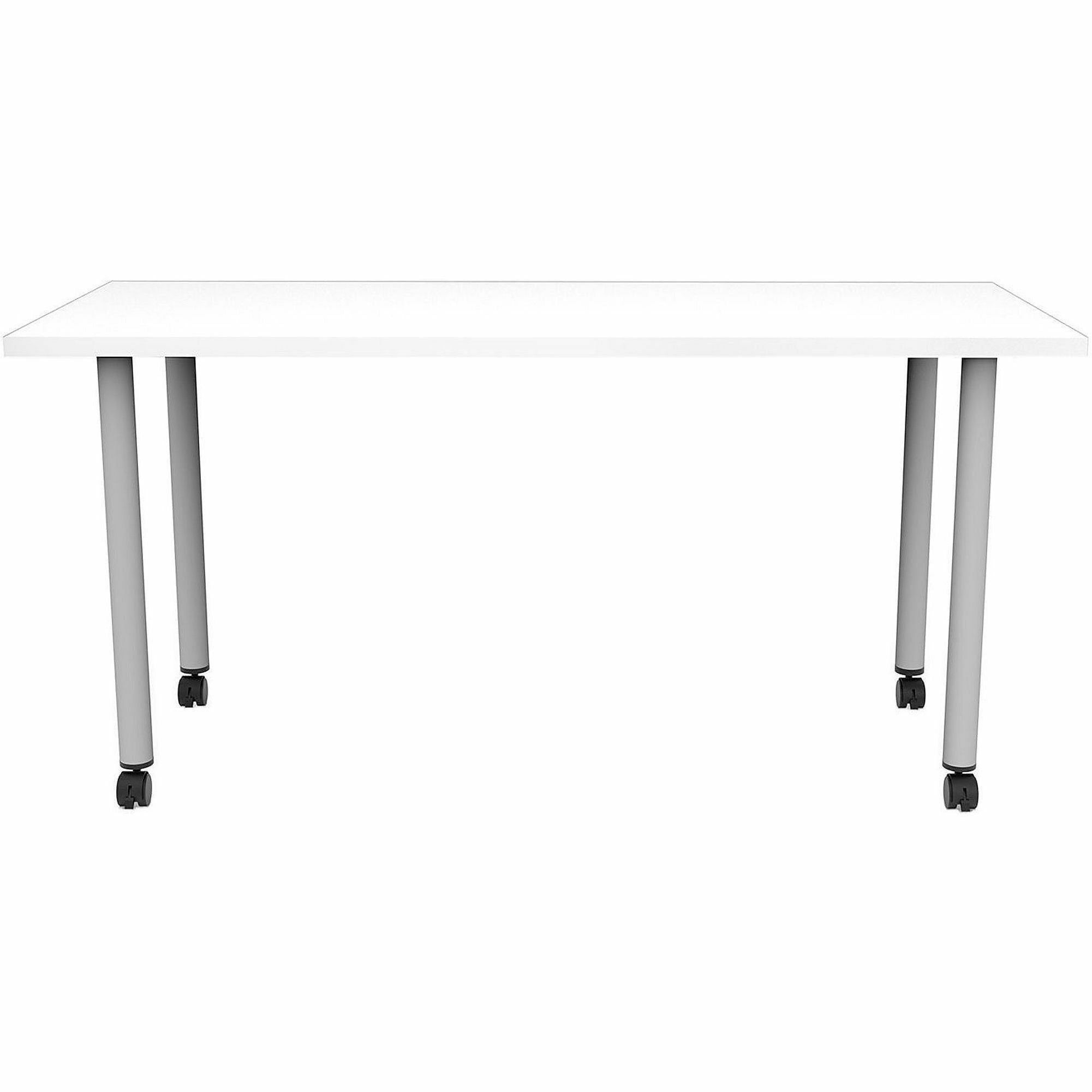 Safco Jurni Multi-Purpose Table with Post Leg & Casters, 60" x 24" x 29", Designer White, Laminate Top, 1 Each