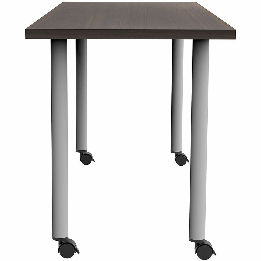 Safco Jurni Multi-Purpose Table with Post Leg & Casters, 60" x 24" x 29", Columbian Walnut Laminate, Powder Coated Base, 1 Each